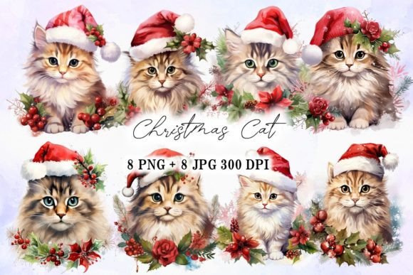 Christmas Cat with Flowers Clipart: Seller Review