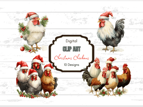 Christmas Chicken Clipart: Festive Illustrations