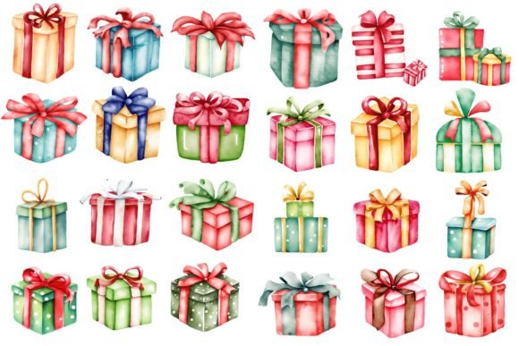 Christmas Gift Boxes Clipart Set: Premium Illustrations