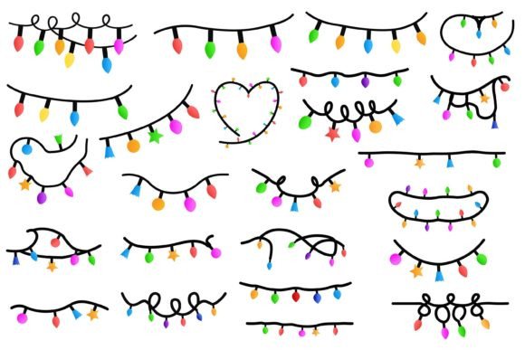 Christmas Lights Clipart Bundle Vector Illustrations