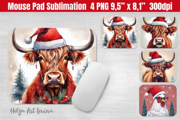 Christmas Mouse Pad Farm Animal: Festive Illustrations