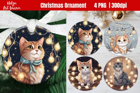 Christmas Ornaments Cute Cat Illustrations Review