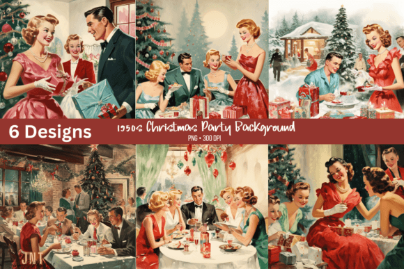 Christmas Party Watercolor Background Illustrations
