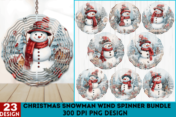 Christmas Snowman Wind Spinner Bundle: Illustrations