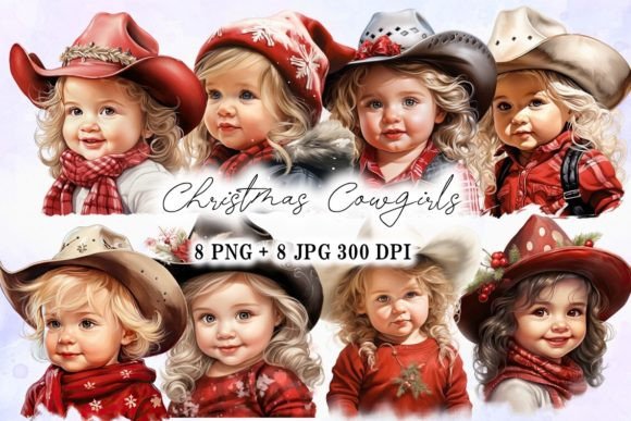 Cute Cowgirls Character Christmas Illustrations Review
