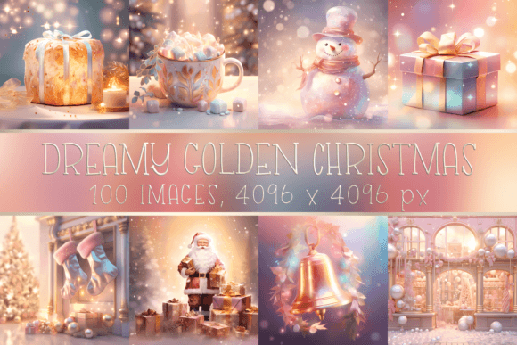 Dreamy Golden Christmas & Winter Illustrations Review