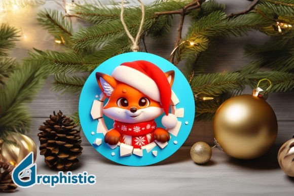 Fox 3D Christmas Ornament PNG: Illustrations