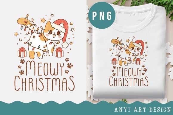 Funny Cat Christmas PNG: Branding & Illustrations