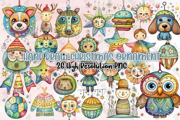 Hand Draw Christmas Ornament Clipart PNG & Illustrations