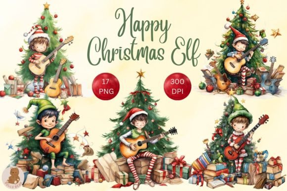 Happy Christmas Elf Sublimation Bundle: Festive Illustrations