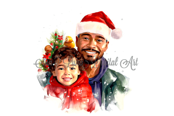 Latino Dad and Son Christmas Illustrations Review