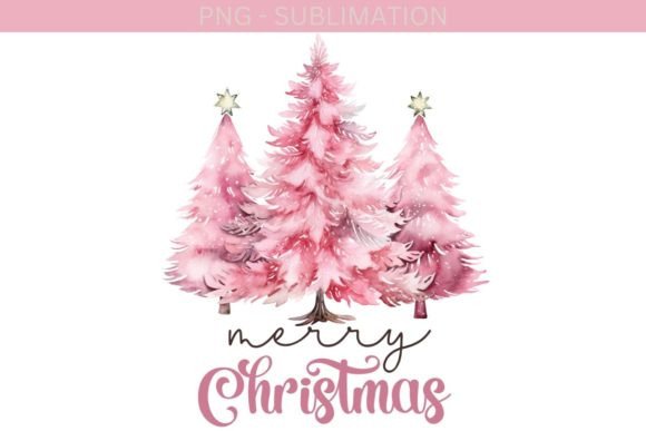 Merry Christmas PNG Pink Tree: Festive Illustrations