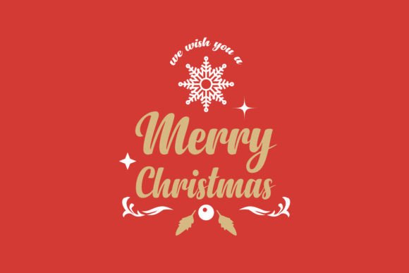 Merry Christmas Text with Snowflake Art Illustrations