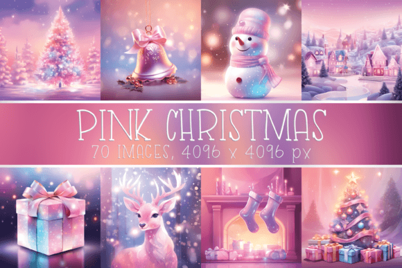 Pink Christmas Digital Papers & Illustrations