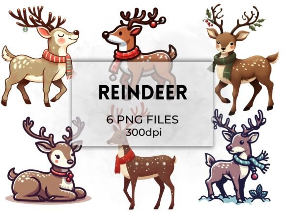 Reindeer Christmas Clipart: Polished Illustrations