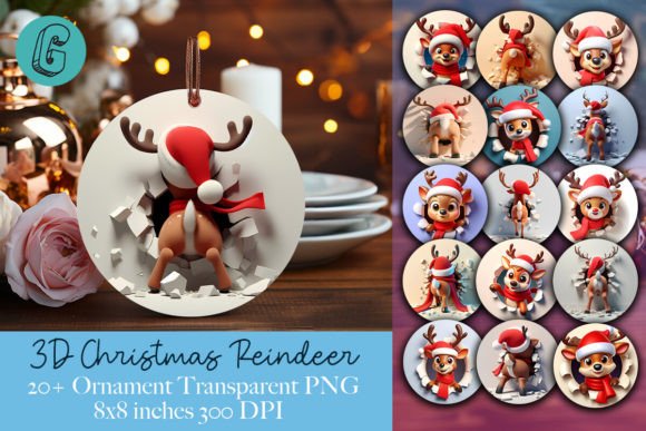 Reindeer Ornament Pack: Cute Illustrations