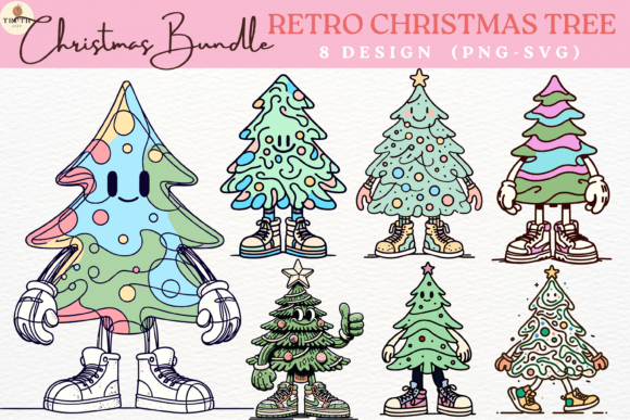 Retro Groovy Christmas Tree Illustrations Review