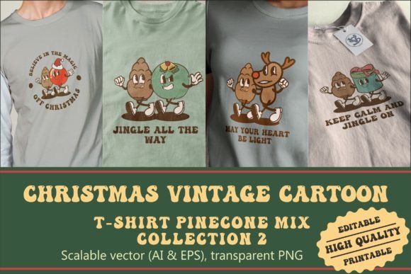 Review: Christmas Pine Cone Mix Vintage Cartoon Illustrations