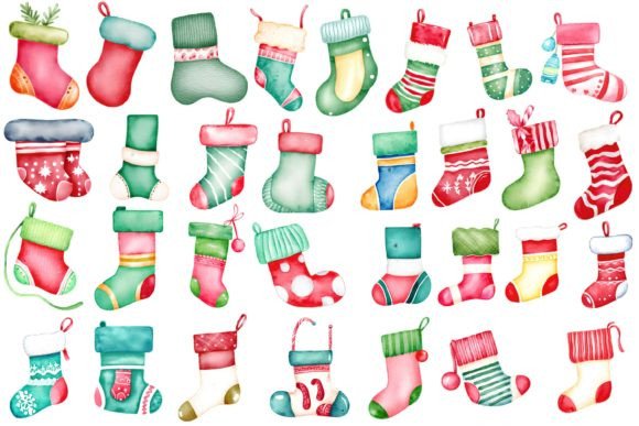 Review: Christmas Stockings Watercolor Clipart Illustrations