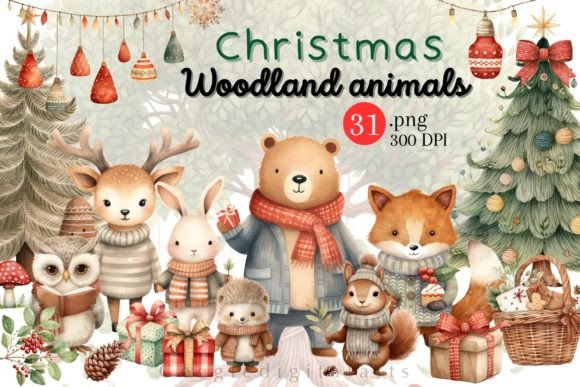 Review: Christmas Woodland Animals Clipart & Illustrations