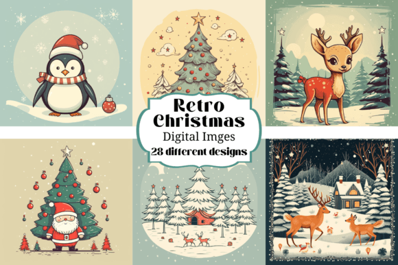 Reviewing 28 Retro Christmas Card Images for Stitching