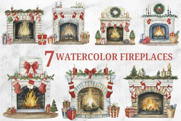 Reviewing 7 Watercolor Christmas Fireplaces for Embroidery