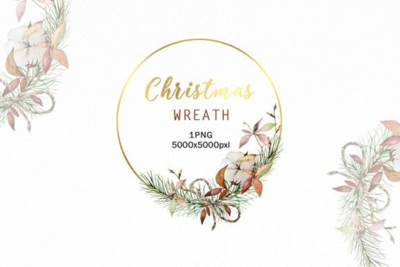 Reviewing Watercolor Christmas Wreath Gold PNG for Embroidery