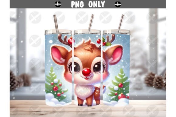 Rudolph Christmas Tumbler Wraps PNG: Festive Illustrations for Bloggers