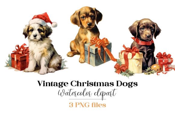 Vintage Christmas Dogs PNG: Illustrations Review