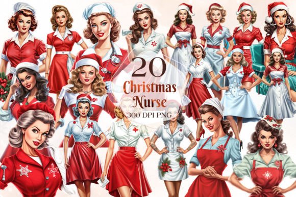 Vintage Pin Up Christmas Nurse Illustrations Review