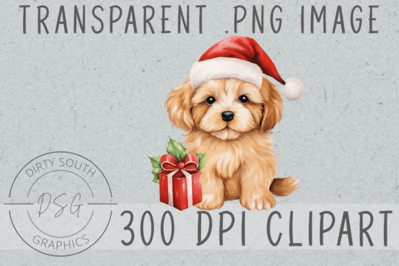 Watercolor Winter Christmas Puppy Illustrations