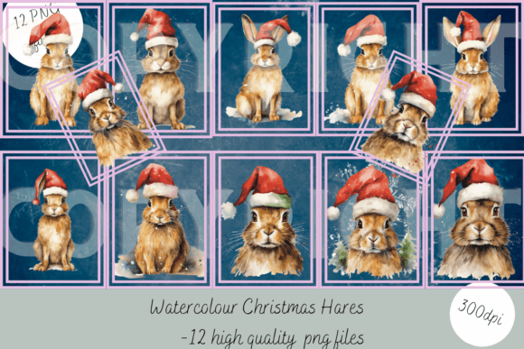 Watercolour Christmas Hares: Festive Illustrations